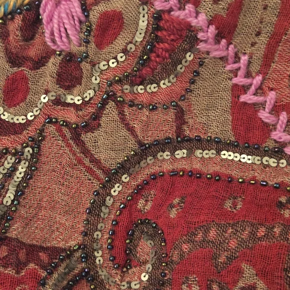 Soft Surroundings Juliette Sweater Boho Fringe Wool Flowy Colorful Embroidered - Picture 10 of 12